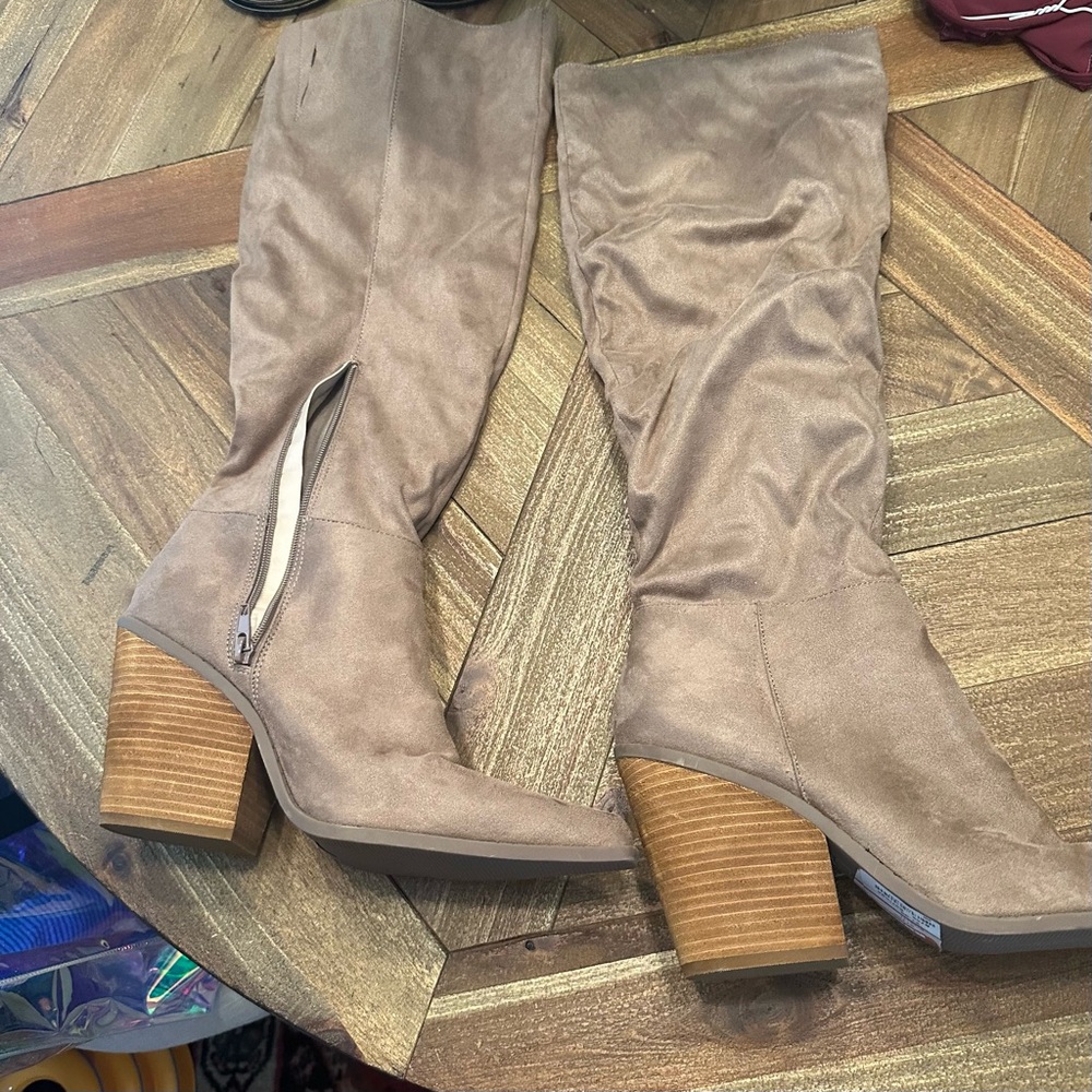 Charles By Charles David Taupe Over the Knee Boots